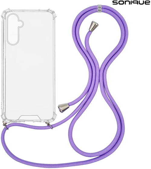Θήκη Σιλικόνης με Κορδόνι Sonique Armor Clear Samsung Galaxy M15 5G Λιλά