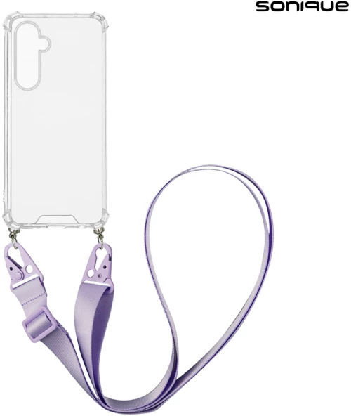 Θήκη Σιλικόνης με Strap Sonique Armor Clear Samsung Galaxy S24 FE Λιλά