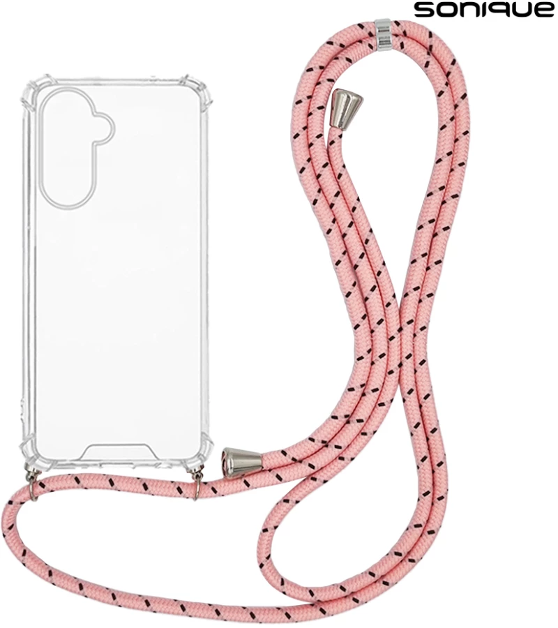 Θήκη Σιλικόνης με Κορδόνι Sonique Armor Clear Samsung Galaxy A56 5G Rainbow Ροζ