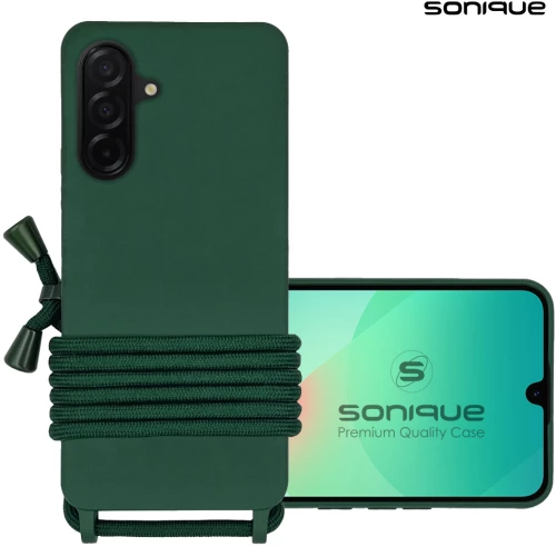 Θήκη Σιλικόνης με Κορδόνι CarryHang Sonique Samsung Galaxy A36 5G Πράσινο Σκούρο