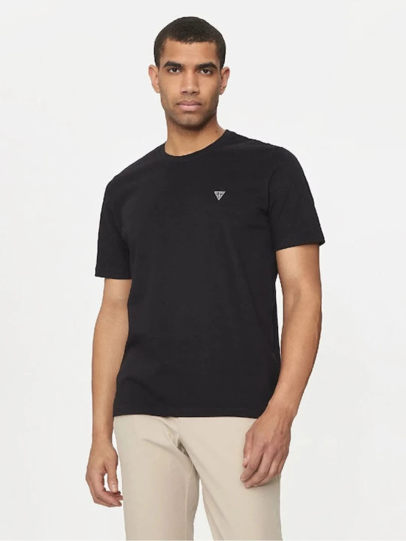 Guess ανδρικό βαμβακερό t-shirt regular fit μαύρο M4YI0AKCCM1-JBLK