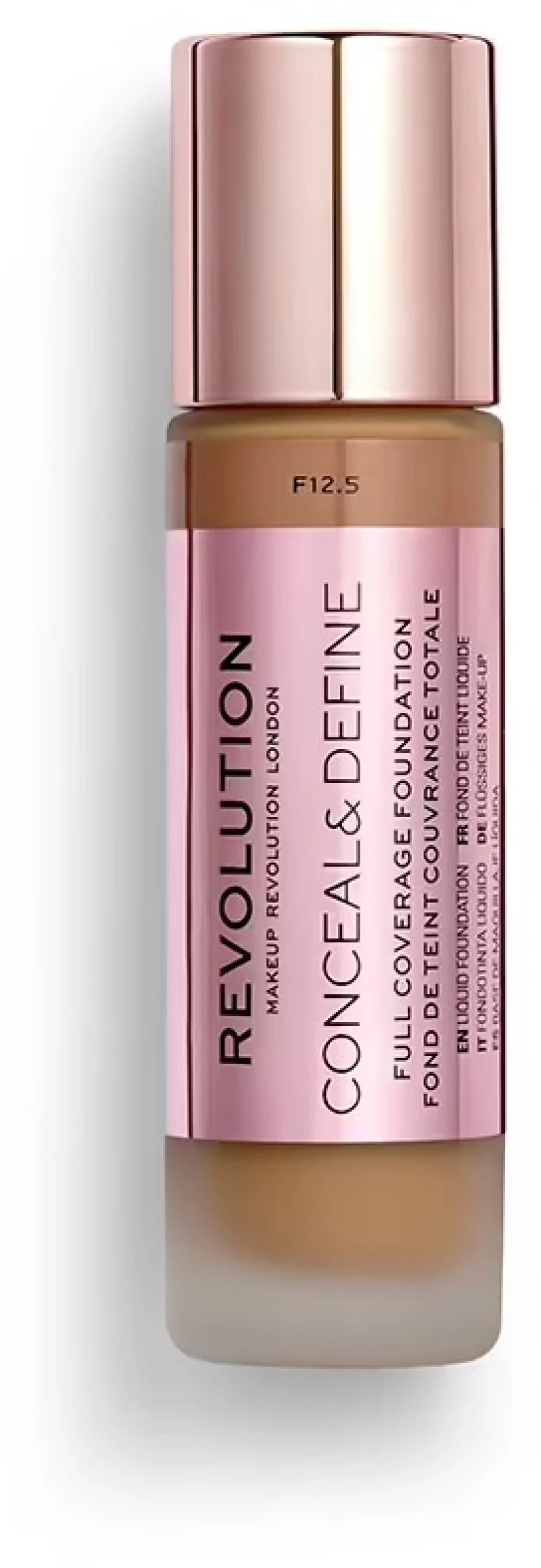 Makeup Revolution, Conceal & Define, Oil Free, Cream Foundation, F 12.5, 23 ml