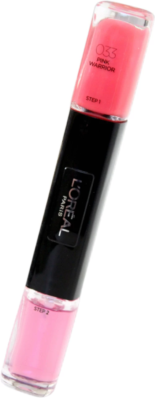 L'Oreal Paris, Infallible, Nail Polish 2-In-1, 033, Pink Warrior, 2 x, 5 ml