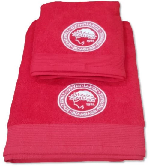 Σετ Πετσέτες Μπάνιου ΟΛΥΜΠΙΑΚΟΣ Κόκκινες 100% Βαμβάκι 530gsm 2ΤΜΧ Γαρύφαλλο