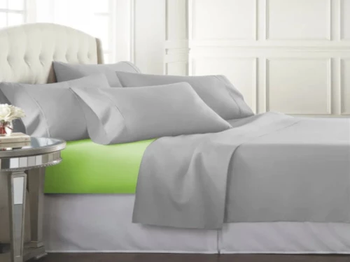 Σετ Σεντόνια Διπλά Βαμβακοσατέν 250 Κλωστών TwoColored Γαρύφαλλο 220x240 - Γκρι
