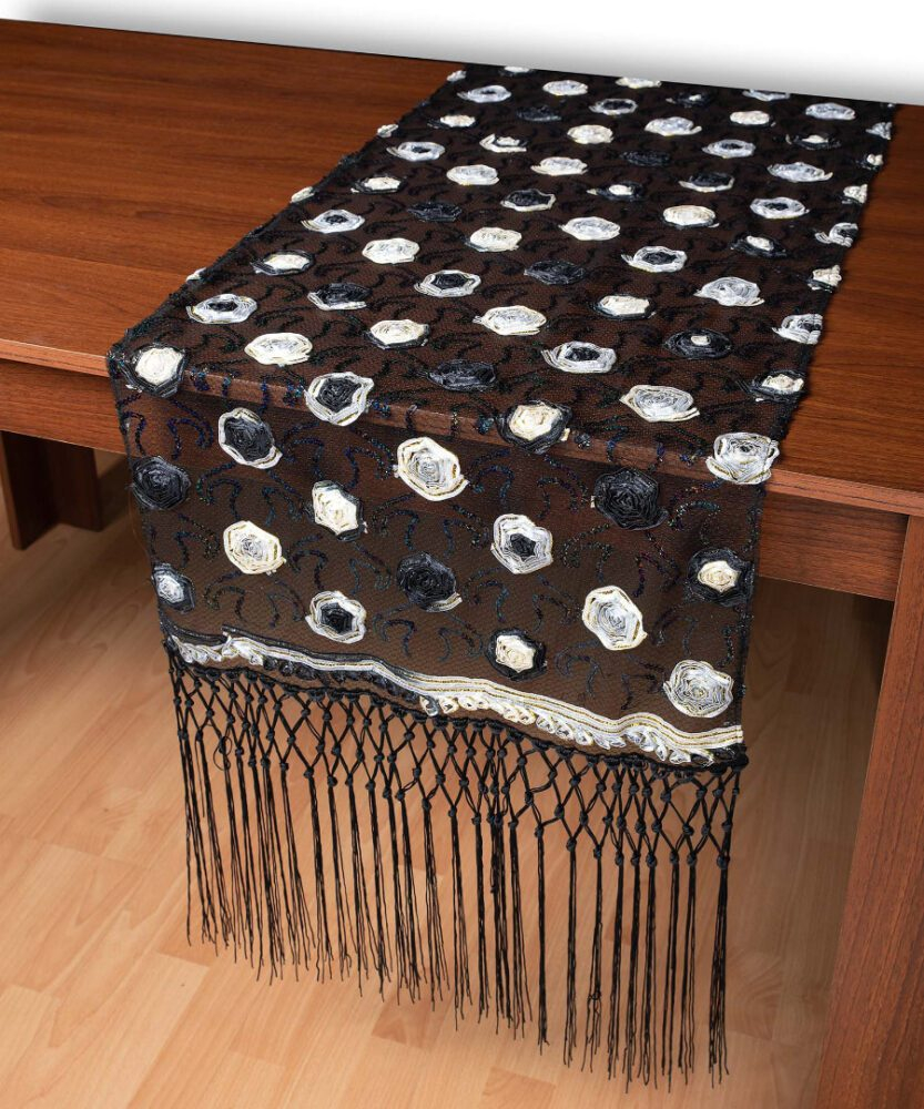 Τούλινη καρέ τραβέρσα 264-17 (50cm x 200cm) μαύρο Silk Fashion