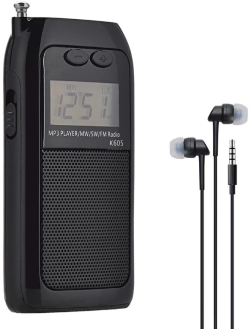 K-605 Φορητό στερεοφωνικό ραδιόφωνο FM / AM / SW πλήρους ζώνης, Υποστήριξη κάρτας TF (Μαύρο)