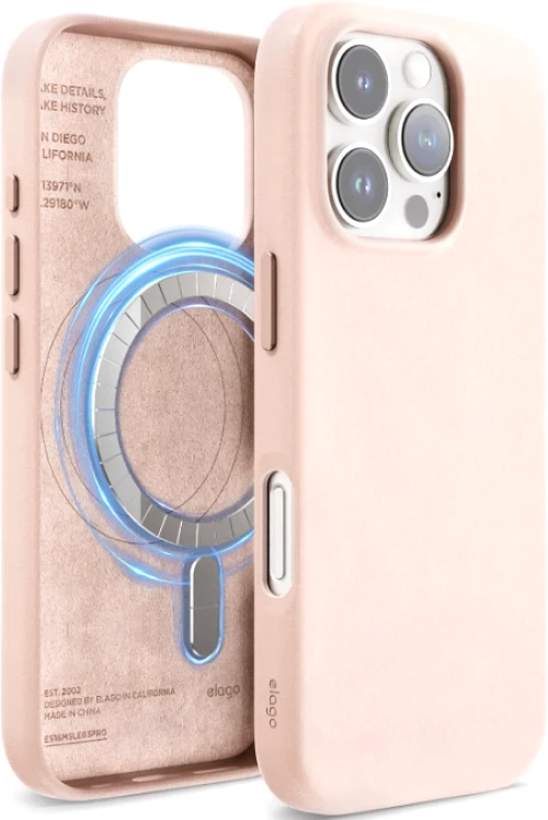 Θήκη iPhone 16 Pro Elago Magnetic Leather από Vegan Δέρμα με MagSafe - Lovely Pink (ES16MSLE63PRO-LPK)