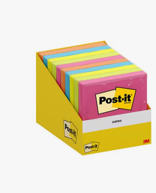 Αυτοκόλλητα Χαρτάκια Post-It 3M 654 6820-col-w10 76x76 (100φ) Neon Χρώματα (Τυχαιά Επιλογή Χρωμάτος)