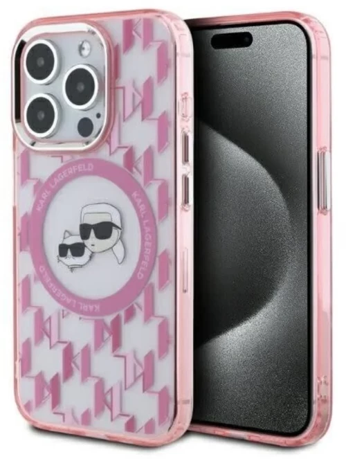 Karl Lagerfeld iPhone 16 Pro Max Back cover case - Magsafe IML metal - Pink - (KLHMP16XHMCKMHP)