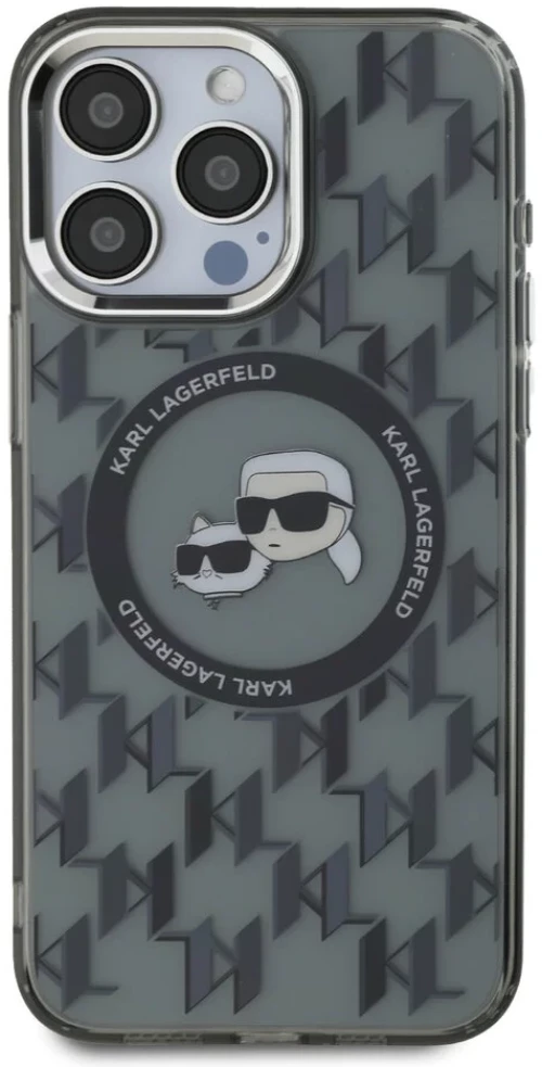 Karl Lagerfeld iPhone 16 Pro Back cover case - Magsafe IML metal monogram kc - Black - (KLHMP16LHMCKMHK)