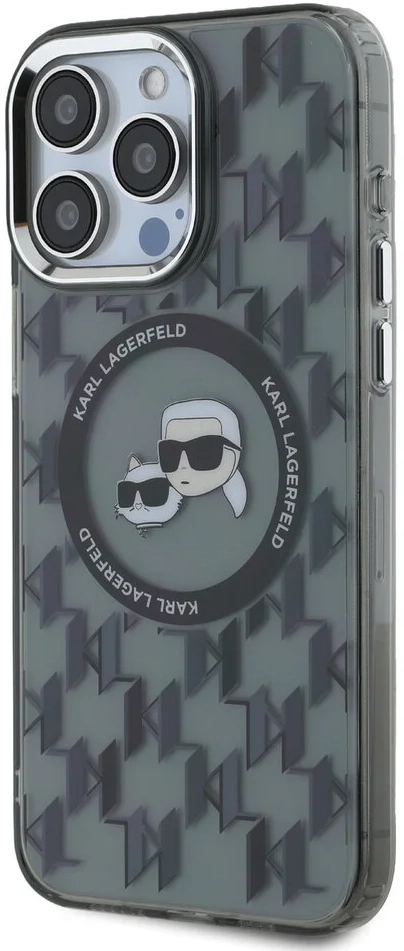 Karl Lagerfeld iPhone 16 Pro Back cover case - Magsafe IML metal monogram kc - Black - (KLHMP16LHMCKMHK)