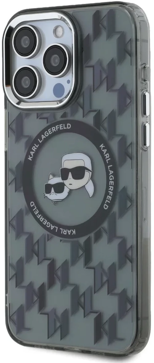 Karl Lagerfeld iPhone 16 Pro Back cover case - Magsafe IML metal monogram kc - Black - (KLHMP16LHMCKMHK)