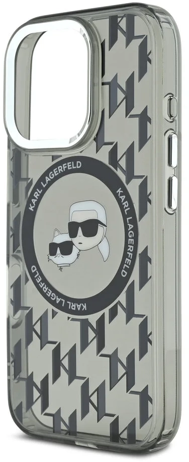 Karl Lagerfeld iPhone 16 Pro Back cover case - Magsafe IML metal monogram kc - Black - (KLHMP16LHMCKMHK)