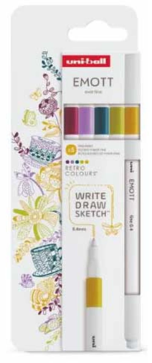 Uni Emott Σετ 5 Μαρκαδόροι Retro Colours 0,4mm