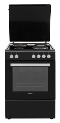 Hyundai HCMU24V-7260E/BL Κουζίνα 69lt με Εμαγιέ Εστίες Π60εκ. Μαύρη