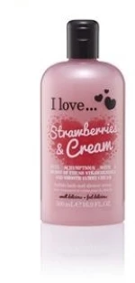 I LOVE Cosmetics Bubble Bath & Shower Creme Strawberries & Cream Ενυδατικό Αφροντούς 500ml