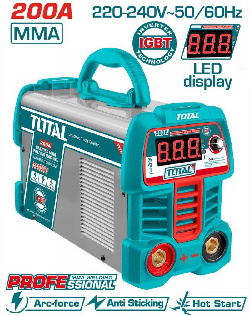 Επαγγελματική ηλεκτροκόλληση inverter 230V / 200A με οθόνη LED TOTAL TW220069E