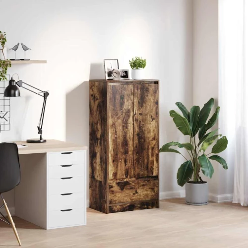 Ντουλάπι με συρτάρι 55,5x34x119,5 εκ. Ξύλινο μηχανουργικό ξύλο Καπνιστή δρυς 861647