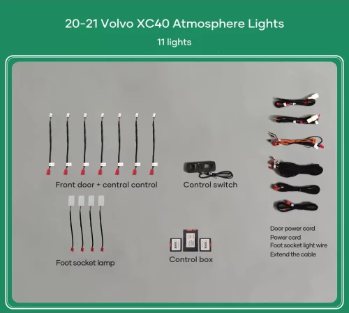 Digital iQ Ambient Light Volvo XC40 mod. 2018 (with Original Ambient Light), 11 Lights, 64 Colors DIQ_ALXC40_11_OAL
