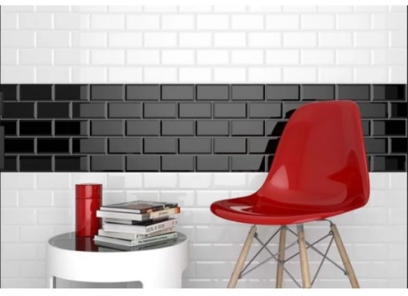 Πλακάκι Metro Black Gloss Μπιζουτέ Ceramic Α' Διαλογής   (10x20 cm)