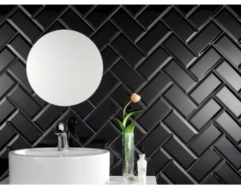 Πλακάκι Metro Black Gloss Μπιζουτέ Ceramic Α' Διαλογής   (10x20 cm)