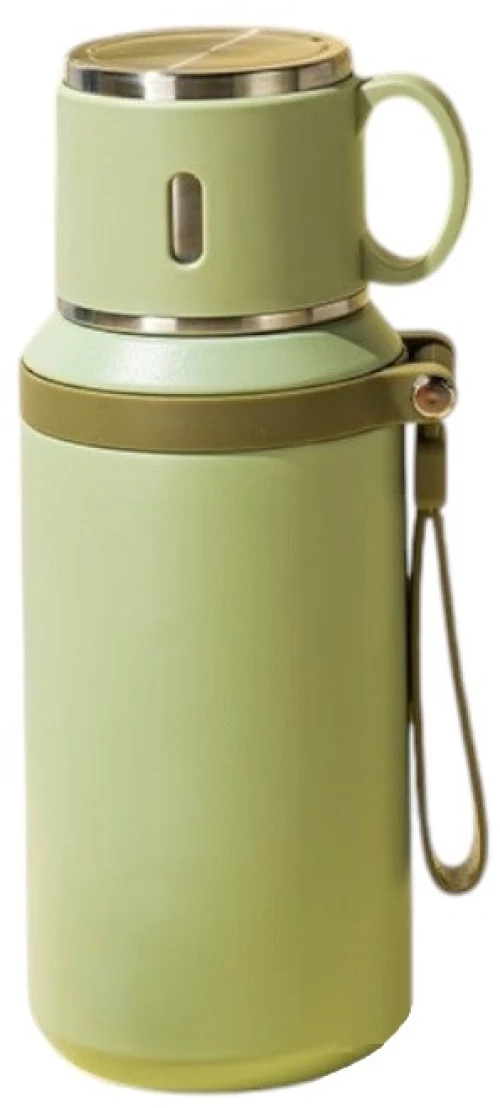Φορητό παγούρι-θερμός με κούπα - 650ml - 219507 - Green 219507_g