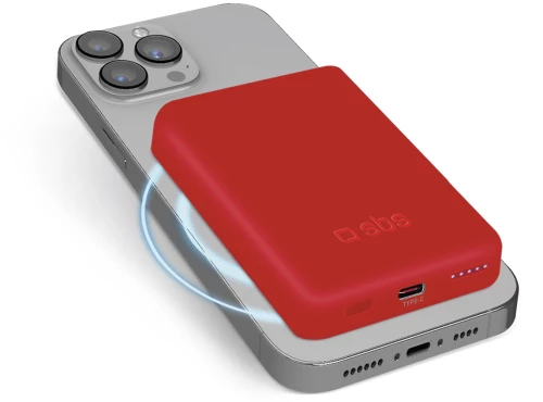 Powerbank SBS TEBB5000MAG1CR 5000 mAh compatible with MagSafe - red