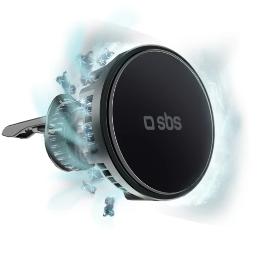 Smartphone holder with inductive charger SBS TESUPFANWIR15W 15W for air vent, with cooling - black