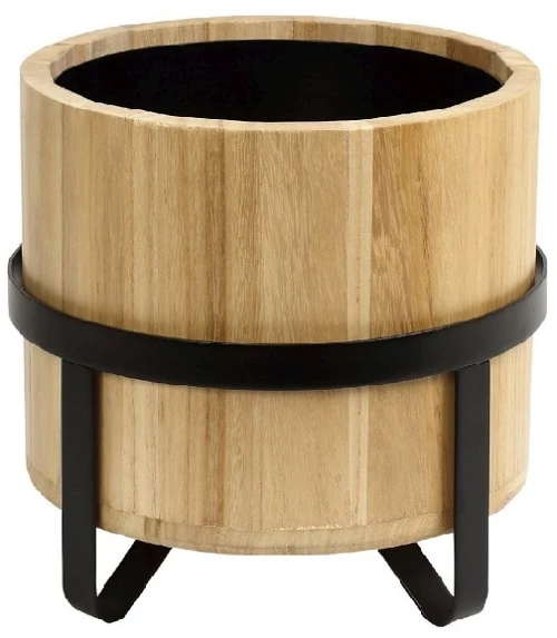 Bavaria επιτραπέζια σαμπανιέρα με μεταλλική βάση και ξύλινο πλαίσιο σε φυσική απόχρωση 20x22 εκ