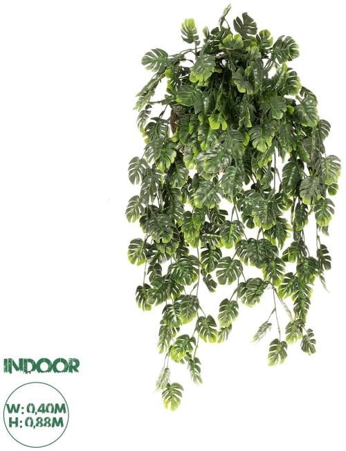 GloboStar® Artificial Garden MONSTERA HANGING PLANT 20633 Τεχνητό Κρεμαστό Διακοσμητικό Φυτό Φτέρης Π40 x Μ40 x Y88cm