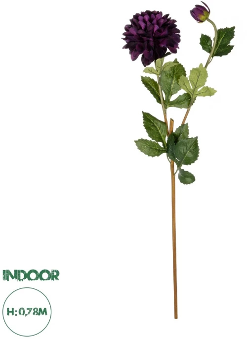 GloboStar® Artificial Garden PURPLE DHALIA BRANCH 21323 Τεχνητό Διακοσμητικό Μωβ Κλαδί Ντάλια Y78cm