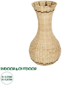 GloboStar® Artificial Garden MONACO 21236 Διακοσμητικό Πλεκτό Καλάθι - Κασπώ Γλάστρα - Flower Pot Μπεζ με Καφέ Π25 x M25 x Υ45cm