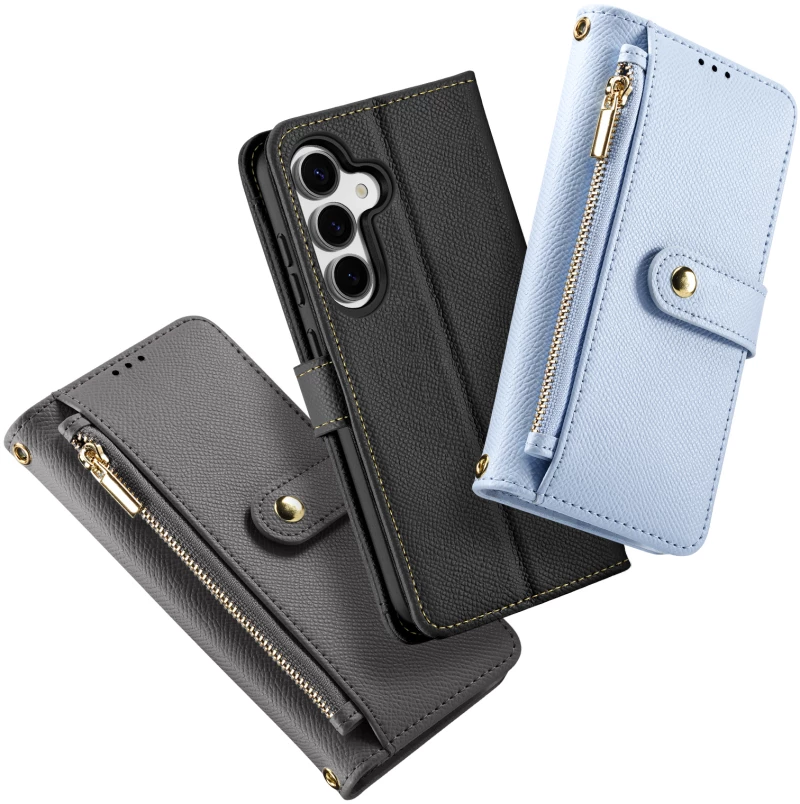 Dux Ducis Lawa Leather Case for Samsung Galaxy S25 with Detachable Magnetic Wallet - Blue