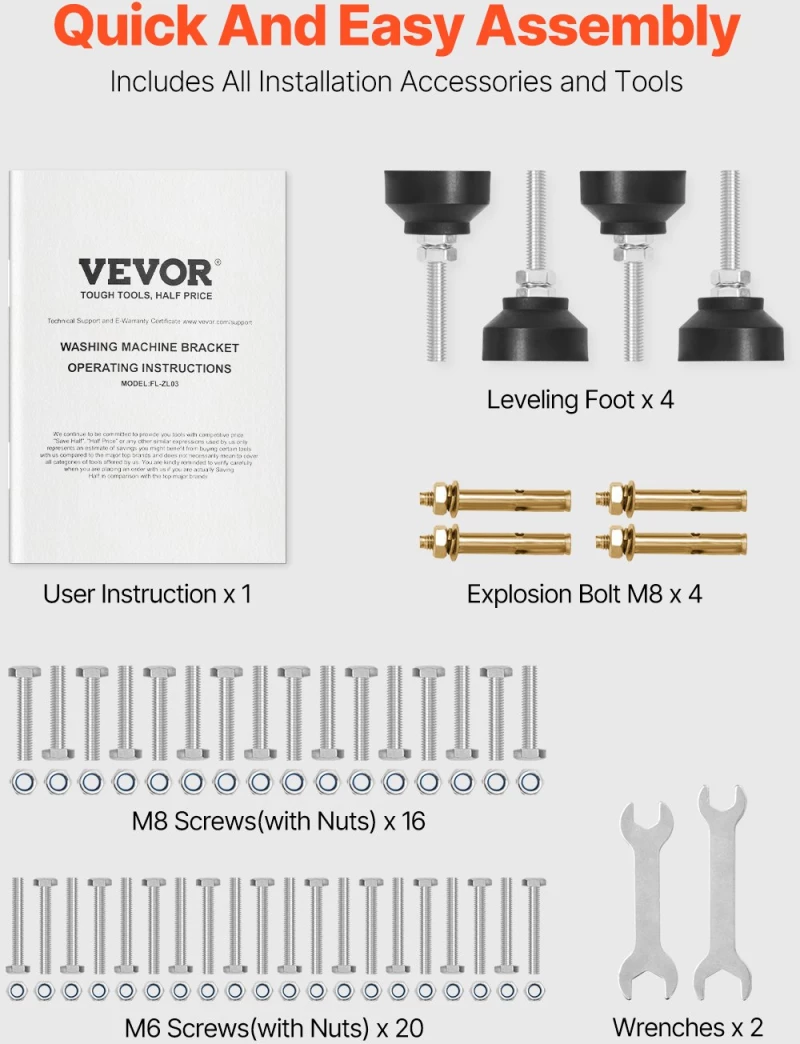 Βάση βάσης πλυντηρίου ρούχων VEVOR 48,5x25 ιντσών 590 LB με διπλό δίσκο