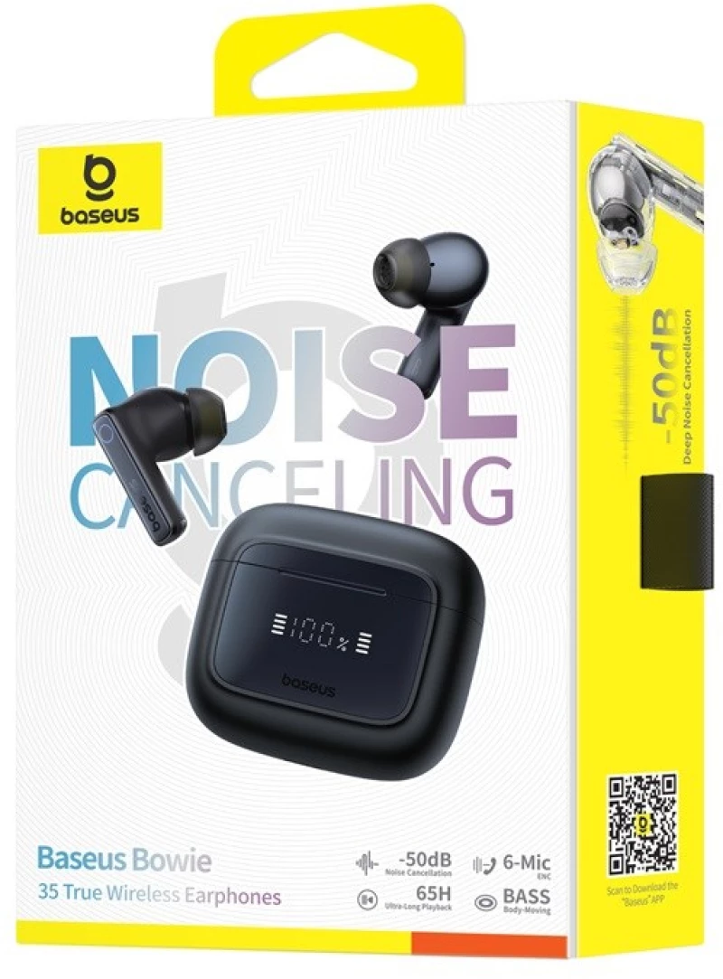 Baseus Bowie 35 TWS Bluetooth noise-cancelling headphones In-ear Connectivity/Music Bluetooth Black