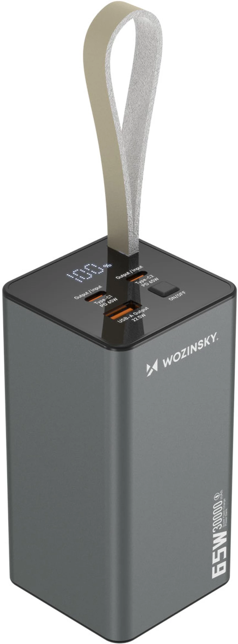 Powerbank Wozinsky K65+ 65W 30000mAh 2x USB-C, 1x USB-A 65W - black