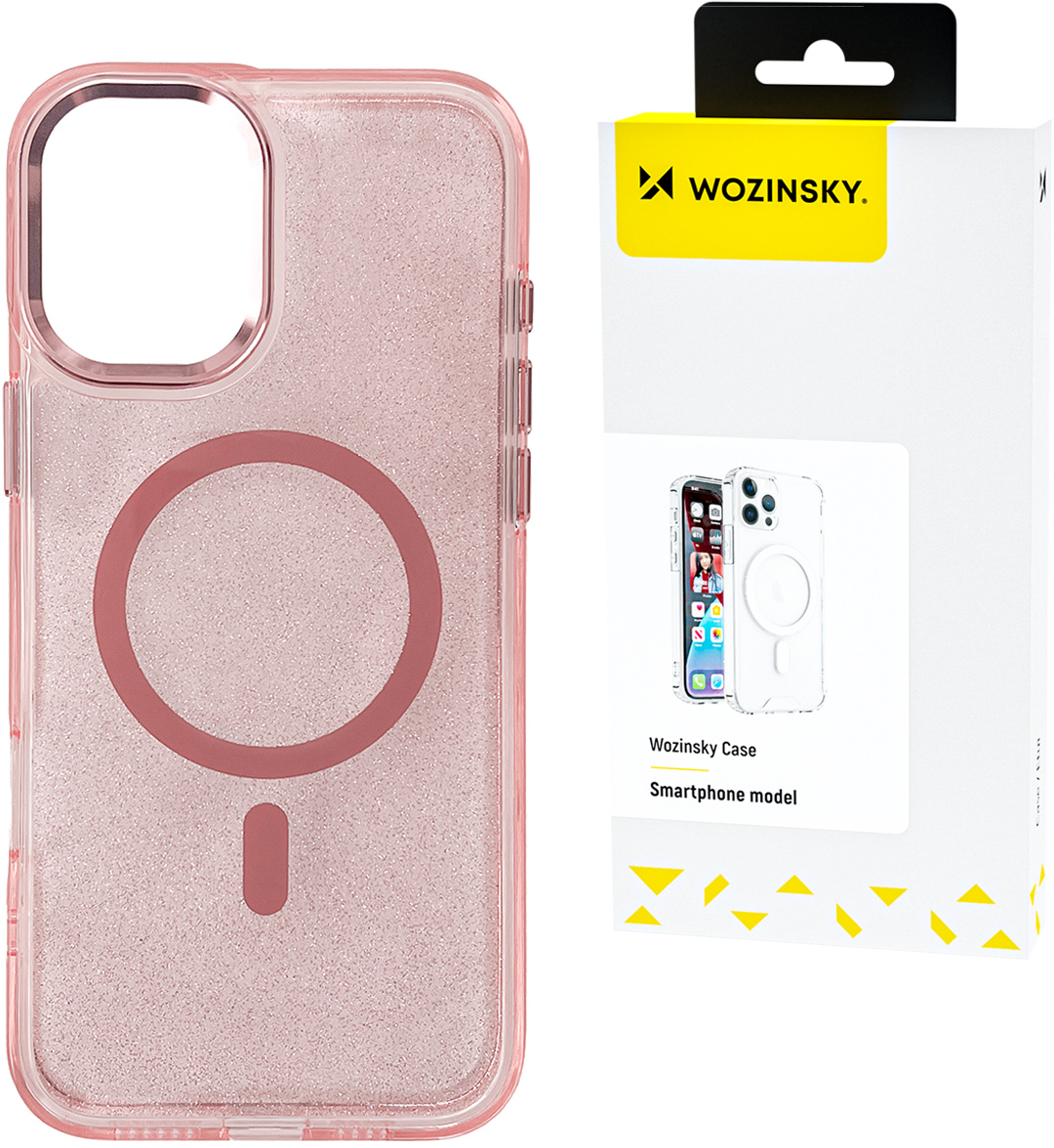 Wozinsky Glitter Case with Mag Safe for Samsung Galaxy S25+ - Pink with Glitter