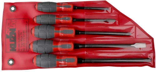 Screwdriver set of 5 pieces: 4 flat, 1 cross