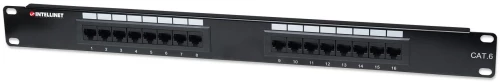 Intellinet Patch Panel, Cat6, UTP, 16-Port, 1U, Black