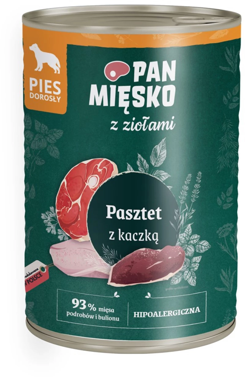 PAN MIĘSKO with herbs Duck pate - wet dog food - 400g