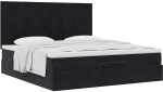 vidaXL Οθωμανικό κρεβάτι με στρώματα Μαύρο 160x200cm Velvet