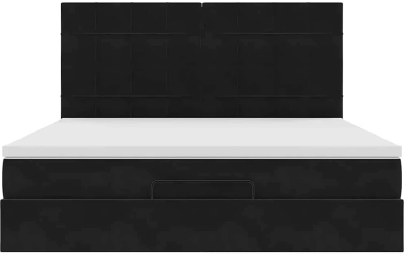 vidaXL Οθωμανικό κρεβάτι με στρώματα Μαύρο 160x200cm Velvet