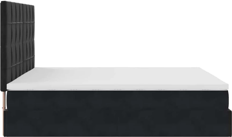 vidaXL Οθωμανικό κρεβάτι με στρώματα Μαύρο 160x200cm Velvet