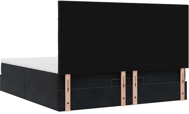 vidaXL Οθωμανικό κρεβάτι με στρώματα Μαύρο 160x200cm Velvet