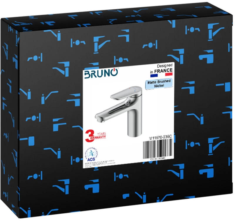 BRUNO μπαταρία νιπτήρα M11570-235C, αναμεικτική, ασημί