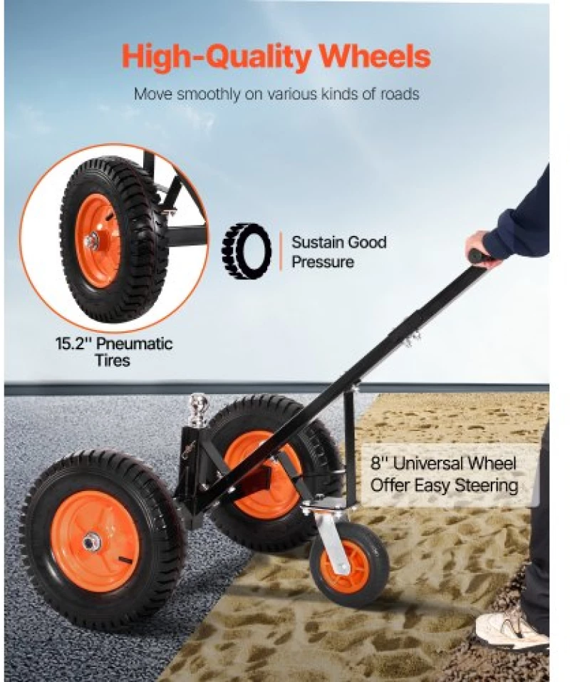 1200lbs Trailer Dolly 18 and 22 in Adjustable Height 2 in Ball 15.2 in Tires