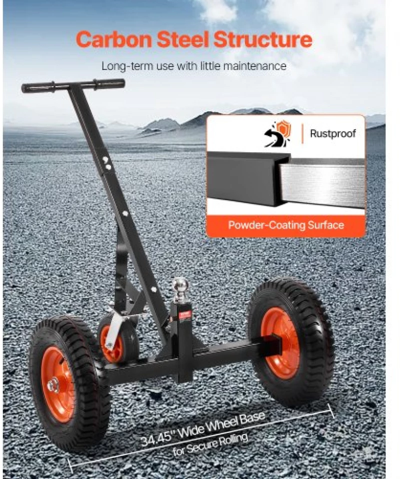 1200lbs Trailer Dolly 18 and 22 in Adjustable Height 2 in Ball 15.2 in Tires