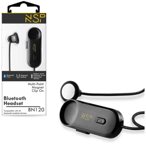 Ακουστικό Bluetooth V5.3 με μικρόφωνο και Magnet Clip (2 Devices) NSP BN120