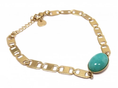 Karma 2212-161X, Βραχιόλι, Ατσάλι 316L, Αλυσίδα με τυρκουάζ, Χρυσό